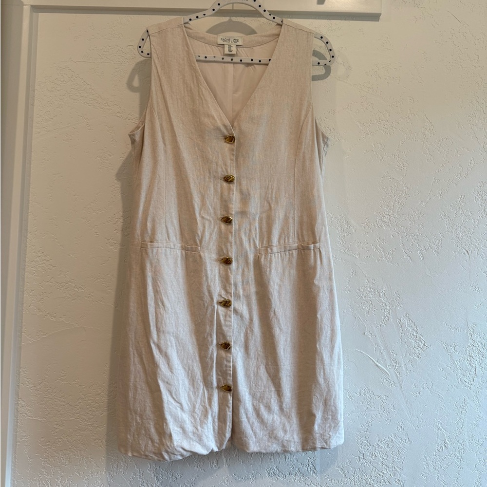Sleeveless Cream Button Down Vest Dress Size Medium
